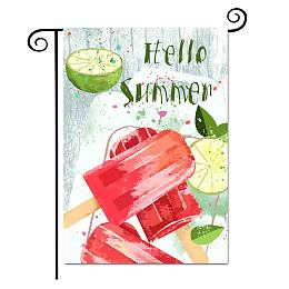 CREATCABIN Hello Summer Ice Cream Garden Flag Popsicles Yard Flag Lemon Double Sided Vertical Front Door Decoration Rustic for Garden Farmhouse House Yard Party Outdoor 12.5 x 18 Inch