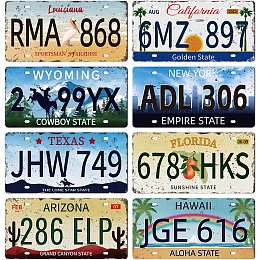 GLOBLELAND 8Pcs Vintage License Plate Metal Iron Sign Plaque Poster Retro Metal Wall Decorative Tin Signs 11.8×5.9inch for Home Bar Coffee Shop Club Bohemian Room Decoration