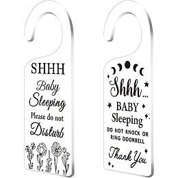 CHGCRAFT 2Pack Baby Sleeping Door Hands Hanger Sign Acrylic Notice Door Hanger Sign Cute Baby Room Sign Door Handle Decorations Sign for Home Living room Bedroom Kindergarten Gift for Parents