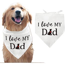 Arricraft 1 Pc Pet Dog Bandana, White Cotton Triangle Pet's Bandana I Love My Dad Words Flower Washable Puppy Cat Scarf Bibs Accessories for Dogs and Cats Gifts 55x55x78cm