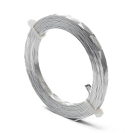 Honeyhandy Textured Aluminum Wire, Bendable Metal Craft Wire, Flat Craft Wire, Bezel Strip Wire for Cabochons Jewelry Making, Silver, 5x1mm, about 6.56 Feet(2m)/roll