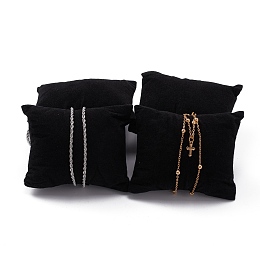 Honeyhandy Velvet Pillow Jewelry Bracelet Watch Display, with sponge, Rectangle, Black, 88x76x43mm