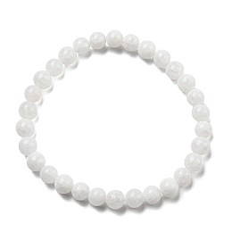 Honeyhandy Natural White Jade Beaded Stretch Bracelets, 56mm