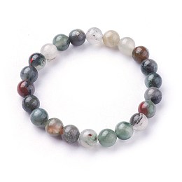 Honeyhandy Natural African Bloodstone Stretch Bracelets, Round, 2 inch~2-1/8 inch(5.2~5.5cm), Beads: 8~9mm