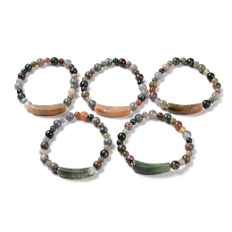 Honeyhandy Natural Indian Agate Stretch Bracelets, 2-1/4 inch(5.8cm)