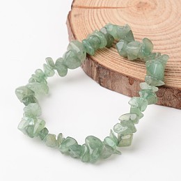 Honeyhandy Natural Green Aventurine Chip Beaded Stretch Bracelets, 43mm