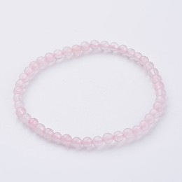 Honeyhandy Natural Rose Quartz Beaded Stretch Bracelets, with Elastic Fibre Wire, 2-1/4 inch(55mm)