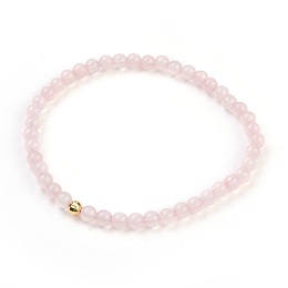 Honeyhandy Natural Rose Quartz Stretch Bracelets, with 925 Sterling Silver Spacer Beads, Round, 2-1/8 inch(5.5cm)