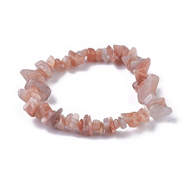 Honeyhandy Natural Sunstone Beads Stretch Bracelets, with Korean Elastic Crystal Thread, 2 inch~2-1/8 inch(5.2~5.3cm)