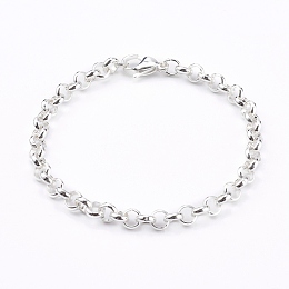 Honeyhandy Women's 304 Stainless Steel Rolo Chain Bracelets, with Lobster Claw Clasps, Silver, 7-1/2 inch(19.2cm)