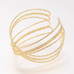 Honeyhandy Brass Cuff Bangle, Real 18K Gold Plated, 1-3/4 inch(48mm)