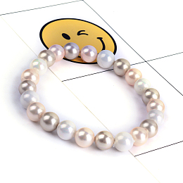 Honeyhandy Shell Pearl Stretch Bracelets, Beaded Bracelets, PeachPuff, 52mm(2 inch), Shell: 8mm