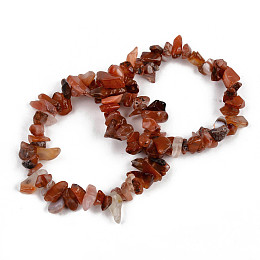 Honeyhandy Unisex Chip Natural Carnelian/Red Agate Beaded Stretch Bracelets, Inner Diameter: 1-3/4~2 inch(4.5~5cm)