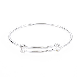 Honeyhandy Electrophoresis Iron Expandable Bangle Making, Adjustable Wire Blank Bracelet for DIY Jewelry Making, Long-Lasting Plated, Silver, 0.2cm, Inner Diameter: 2-3/8 inch(5.9cm)