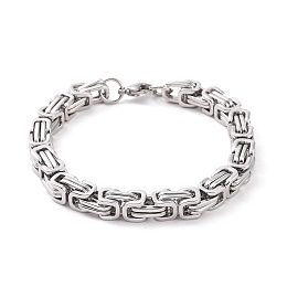 Honeyhandy 201 Stainless Steel Byzantine Chain Bracelets for Mens, 9 inch(230mm), 8x8.5mm