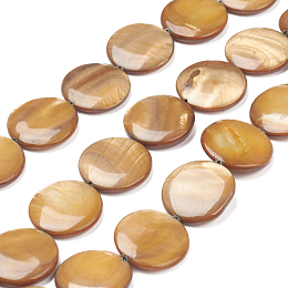 Honeyhandy Natural Freshwater Shell Beads, Flat Round, 20x3.5~4.5mm, Hole: 0.5mm, about 20pcs/strand, 15.94 inch(40.5cm)