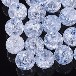 Honeyhandy Transparent Crackle Acrylic Beads, Round, Cornflower Blue, 10mm, Hole: 2mm, about 943pc/500g