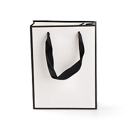 Honeyhandy Rectangle Paper Bags, with Handles, for Gift Bags and Shopping Bags, White, 20x15x0.6cm