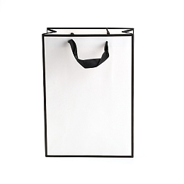 Honeyhandy Rectangle Paper Bags, with Handles, for Gift Bags and Shopping Bags, White, 20x10x0.6x28cm