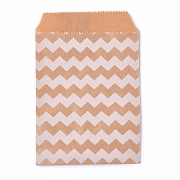 Honeyhandy Kraft Paper Bags, No Handles, Food Storage Bags, BurlyWood, Wave Pattern, 15x10cm