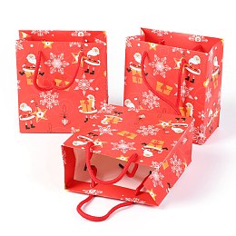 Honeyhandy Christmas Themed Paper Bags, Rectangle, for Jewelry Storage, Christmas Themed Pattern, 15x14x0.45cm