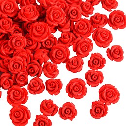 Honeyhandy 80Pcs 2 Style Cinnabar Beads, Rose, FireBrick, 80pcs/bag