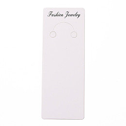 Honeyhandy Paper Keychain Display Cards, Rectangle with Word Fashion Jewelry, White, 12.8x4.8x0.03cm, Hole: 7mm