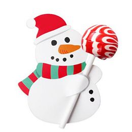 Honeyhandy Christmas Theme Snowman Shape Paper Candy Lollipops Cards, for Baby Shower and Birthday Party Decoration, White, 8.1x6.8x0.04cm, about 50pcs/bag