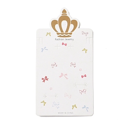 Rectangle Crown Earring Display Cards, Bowknot Pattern, Colorful, 16x8.3x0.04cm, Hole: 2mm