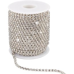 PandaHall Elite 25 Yard 3.5mm Sliver Crystal Rhinestone Close Chain Crystal Claw Cup Chain Rhinestone Roll for Valentine's Day Mother's Day New Year's Halloween Christmas Easter