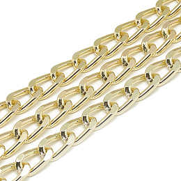 Honeyhandy Unwelded Aluminum Curb Chains, Light Gold, 16x9.5x2.3mm