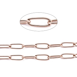 Honeyhandy Ion Plating(IP) 304 Stainless Steel Paperclip Chains, Soldered, with Spool, Rose Gold, 4.8x2.5x0.5mm, about 32.8 Feet(10m)/roll