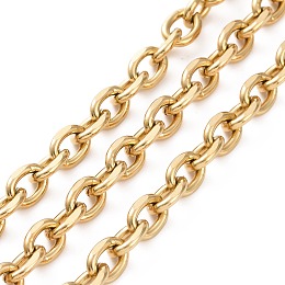 Honeyhandy 304 Stainless Steel Cable Chains, Diamond Cut Chains, Unwelded, Golden, 8x6x1.5mm