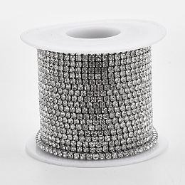 Honeyhandy 304 Stainless Steel Rhinestone Strass Chains, with Spool, Rhinestone Cup Chains, Crystal, Stainless Steel Color, 2mm, about 32.8 Feet(10m)/roll