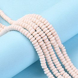 Honeyhandy Handmade Polymer Clay Beads Strands, for DIY Jewelry Crafts Supplies, Flat Round, PapayaWhip, 6~7x3mm, Hole: 1.5mm, about 113~116pcs/strand, 15.55 inch~16.14 inch(39.5~41cm)