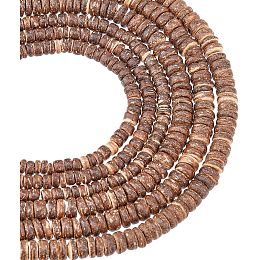 6 Strands 2 Style Brown Coconut Wood Heishi Beads About 107/134pcs Eco-Friendly Handmade Wood Spacers Organic Disc Beading Supplies for DIY Bracelet Necklace Jewelry Making