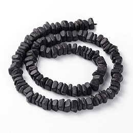 Honeyhandy Natural Coconut Nugget Bead Strands, Black, 6~9x2~6.5mm, Hole: 1mm, about 102pcs/strand, 16.9 inch