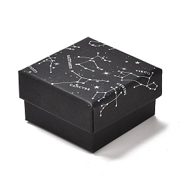 Honeyhandy Cardboard Jewelry Packaging Boxes, with Sponge Inside, for Rings, Small Watches, Necklaces, Earrings, Bracelet, Constellation Pattern, 5.3x5.3x3.1cm