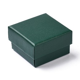 Honeyhandy Paper Jewelry Boxes, with Black Sponge, for Earring and Ring, Square, Green, 5.1x5.1x3.15cm