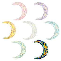 DELORIGIN 70Pcs 7 Colors Opaque Resin Cabochons, AB Color Plated, Crescent Moon, Mixed Color, 33x25x4mm, 10pcs/color