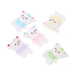 Honeyhandy Transparent Resin Cabochons, Bear, Mixed Color, 39x28.5x0.95mm