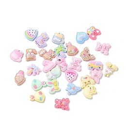 Honeyhandy Cute Plastic Cabochons, Frosted, Mixed Shapes, Mixed Color, 15~27x16~23.5x4.5~6mm