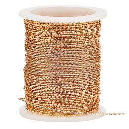 Copper Wire, Twisted Round, Light Gold, 0.6mm, about 39.37 Feet(12m)/Roll