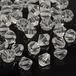 Honeyhandy Faceted Bicone Transparent Acrylic Beads, Dyed, Clear, 10mm, Hole: 1.5mm, about 1000pcs/500g