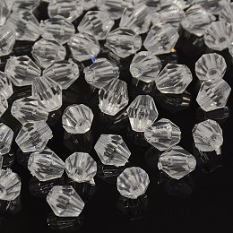 Honeyhandy Faceted Bicone Transparent Acrylic Beads, Dyed, Clear, 6mm, Hole: 1mm, about 5800pcs/500g