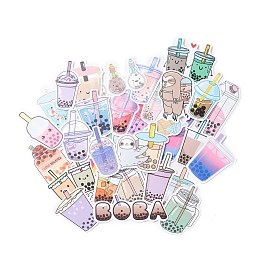 Honeyhandy Colorful Bubble Tea Pearl Milk Tea Stickers, Tumblers Stickers,Vinyl Waterproof Decals, for Water Bottles Laptop Phone Skateboard Decoration, Drink Pattern, 44x34x0.2mm,50pcs/bag