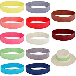 OLYCRAFT 12Pcs Stretchable Hat Band Ribbons 1.4~1.6 Inch Wide Panama Hat Band Western Cowboy Hat Band Flat Elastic Hat Band Straw Hat Decoration for Women Men Straw Hat Accessories