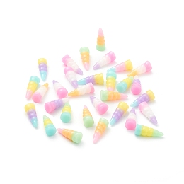 Honeyhandy Opaque Resin Cabochons, with DIY  Phone, Colorful Unicorn Horns, Mixed Color, 24.2~25x9~9.6mm