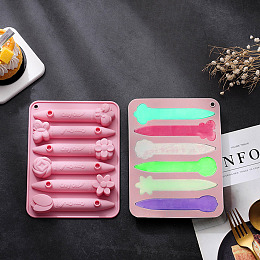 Honeyhandy Bees & Butterflies & Flower DIY Crayon Silicone Molds, Crayon Recycling Mold, Resin Casting Molds, Pink, 18.8x14.5x2cm, Hole: 6.5mm, Inner Diameter: 12.7x2.5~3.4cm