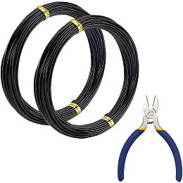 BENECREAT 2 Rolls 17 Gauge Jewelry Beading Wire Black Craft Wire with 1PC Side Cutting Pliers for Earring Necklace Jump Ring Making (65 Feet, 22 Yards)